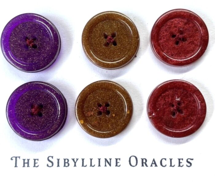 15mm Sibylline Purple / Brown / Red 4 Hole Button (x 6 buttons)