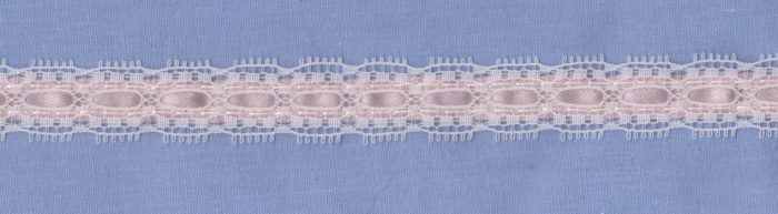 10mm White/Pink Ribbon Lace (x 7.3 metres total)