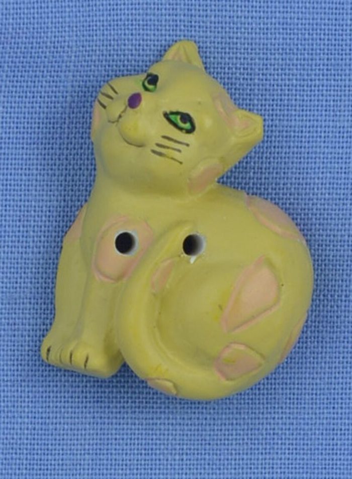 17mm Yellow Pussy Cat Button