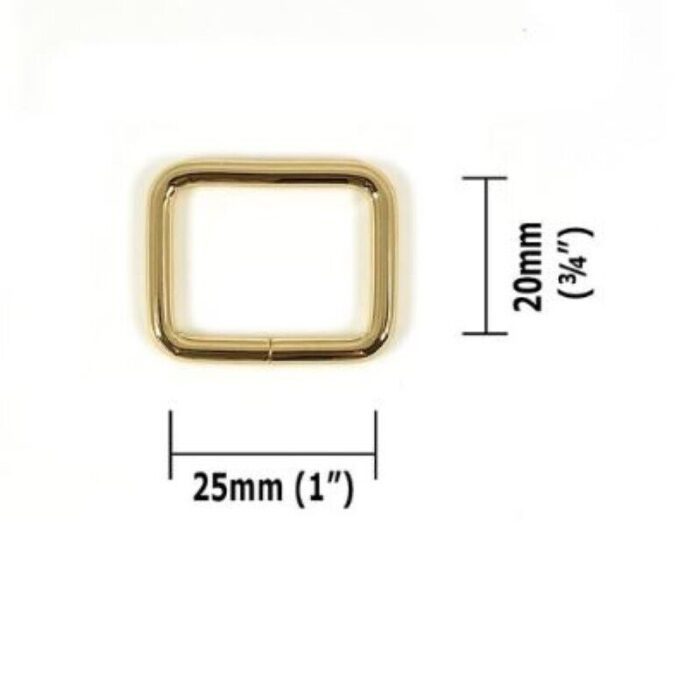 25mm Gold  Rectangular Rings 4 Pk by Voodoo Bag Hardware