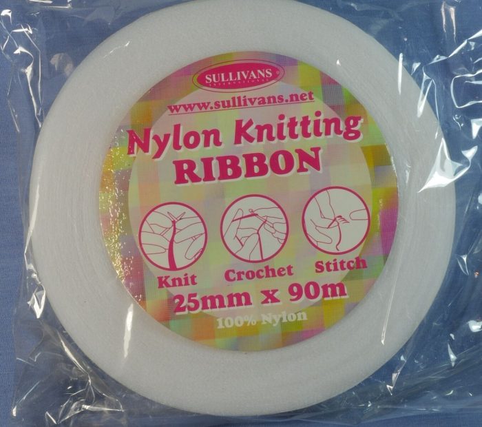 25mm White Nylon Knitting Ribbon (x 90 metres)