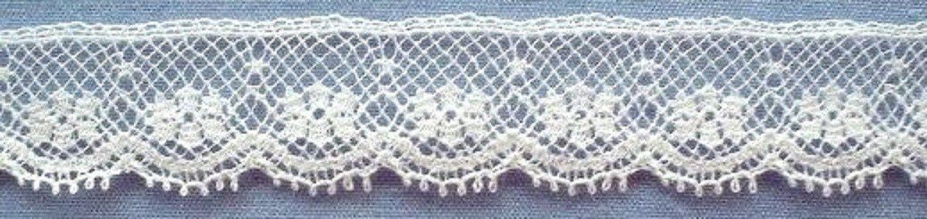 15mm White Cotton Leavers Lace (x 0.8 metres)