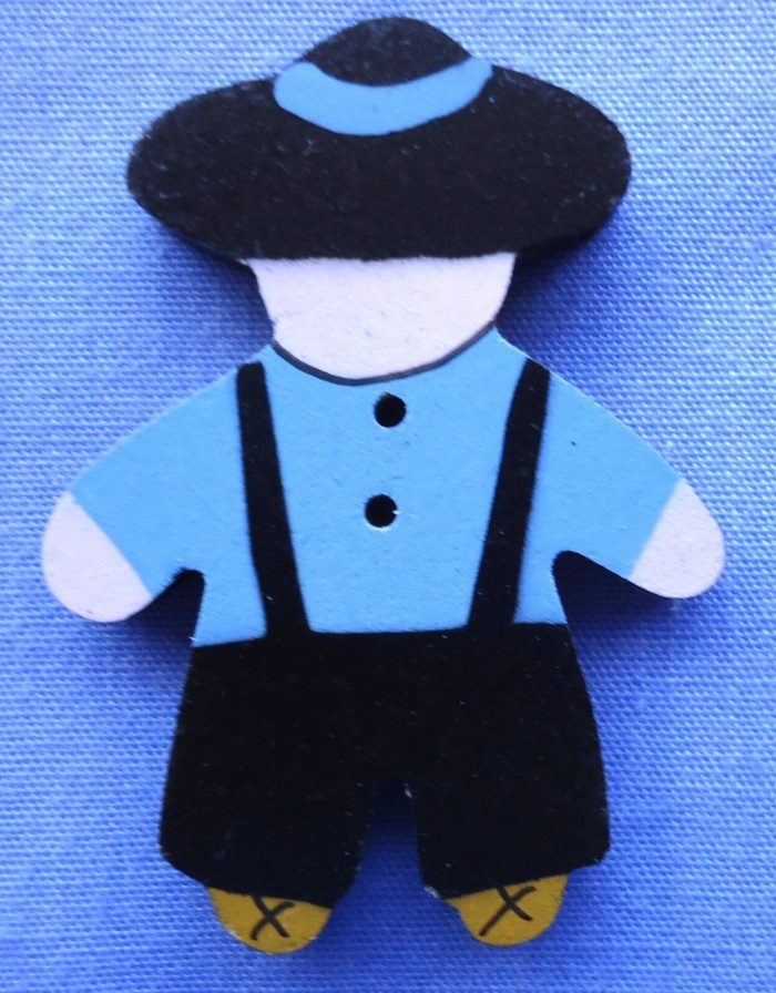 40mm Hand Painted Blue Boy Craft Button (x 2 buttons)
