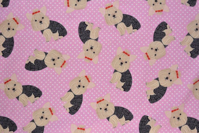 Pink Terrier Flannelette Fabric 108cm Wide (x 0.3 metres)