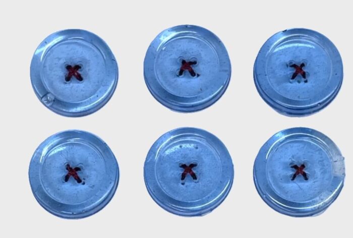 15mm Sibylline Medium Blue 4 Hole Button (x 6 buttons)