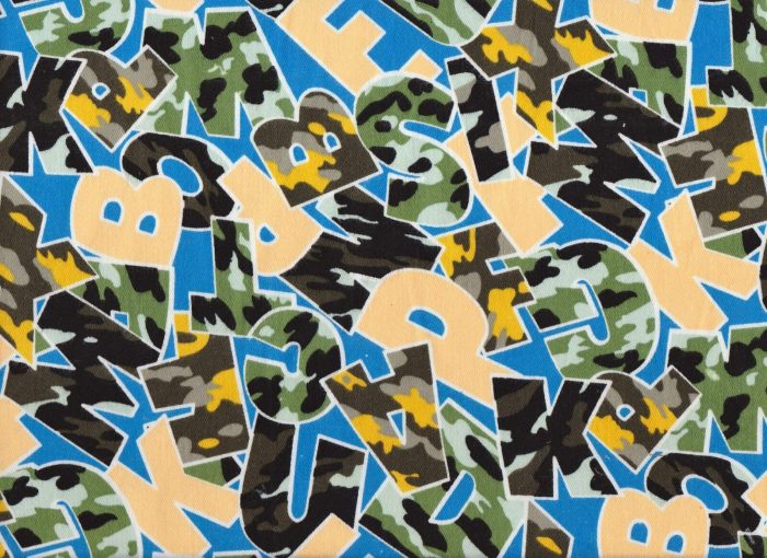 Camouflage Letters Brushed Cotton Twill 160cm Wide (per metre)