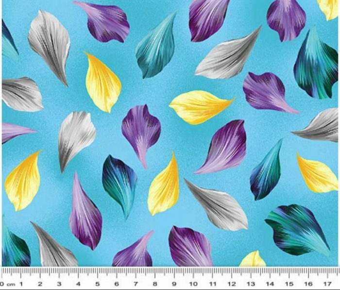 Fat Quarter - Petal Paradise - Turquoise Petals Cotton Fabric