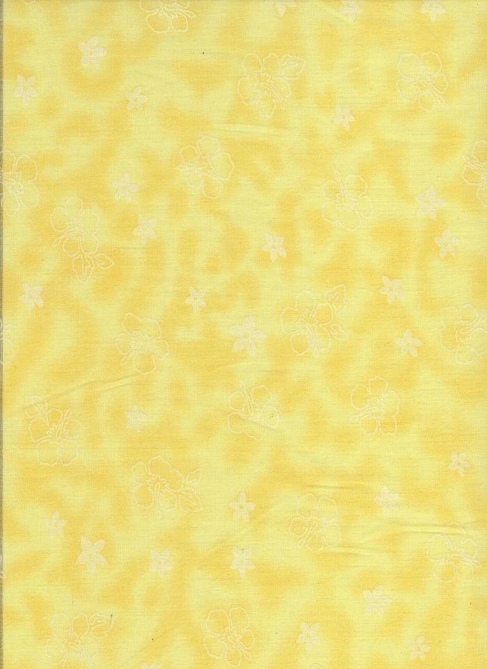 Lemon / White Floral Polycotton Fabric