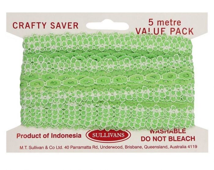 Mint Green Sullivans "Crafty Saver"  Coathanger (Eyelet) Lace (x 5 metres)