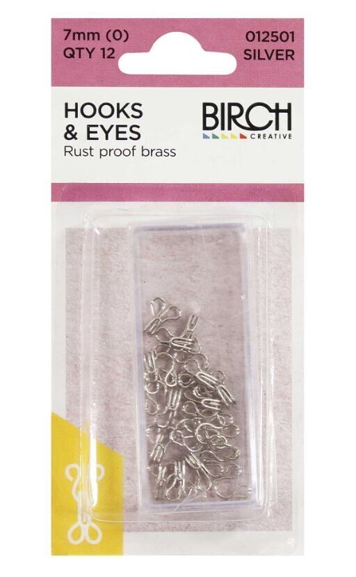 Birch Silver Hooks and Eyes Size 0 (7mm)