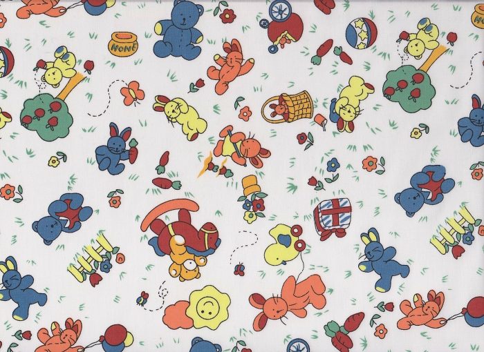 Bunny Themed Printed Polycotton Fabric (112cm wide)