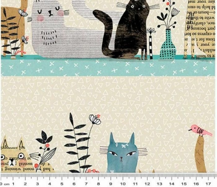 Fat Quarter - It's Raining Cats and Dogs - Cats Together Cotton Fabric