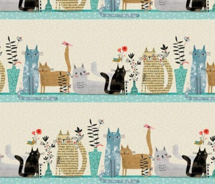 Fat Quarter - It's Raining Cats and Dogs - Cats Together Cotton Fabric
