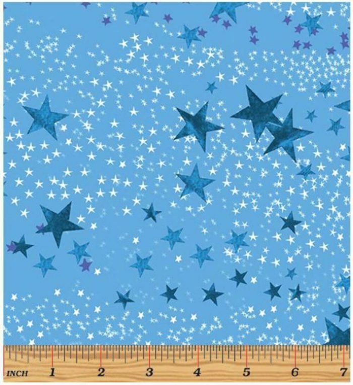 Fat Quarter - Space Odyssey - Turquoise Blue Starry Night Cotton Fabric