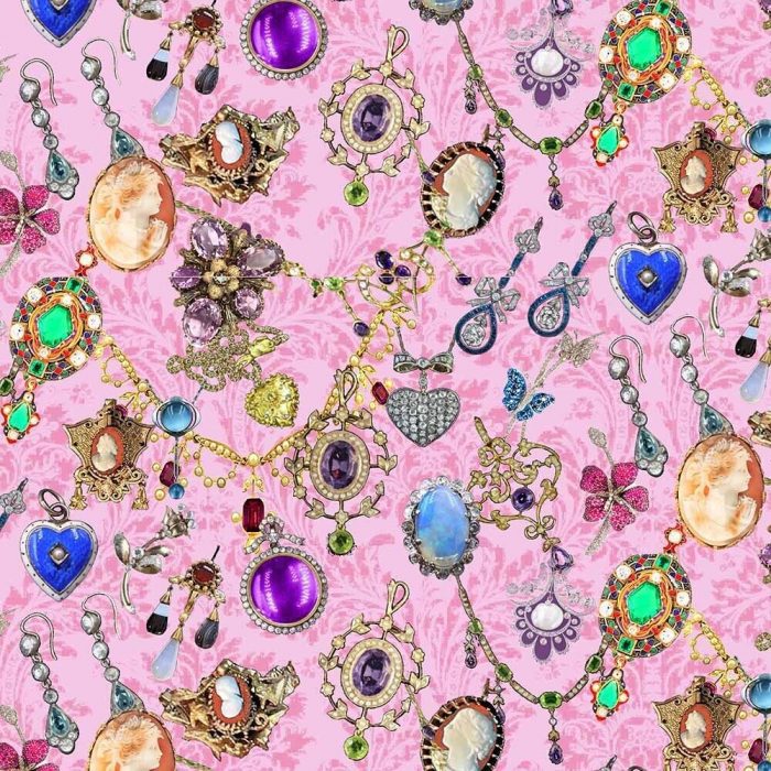 Fat Quarter - Think Like A Queen: Bejeweled Cotton Fabric