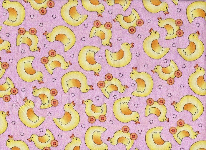 Pink "Just Ducky" Cotton Fabric 110cm Wide (per metre)
