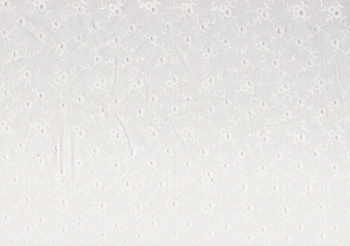 White Cutwork Lacquar Print Polycotton Fabric (115cm wide)