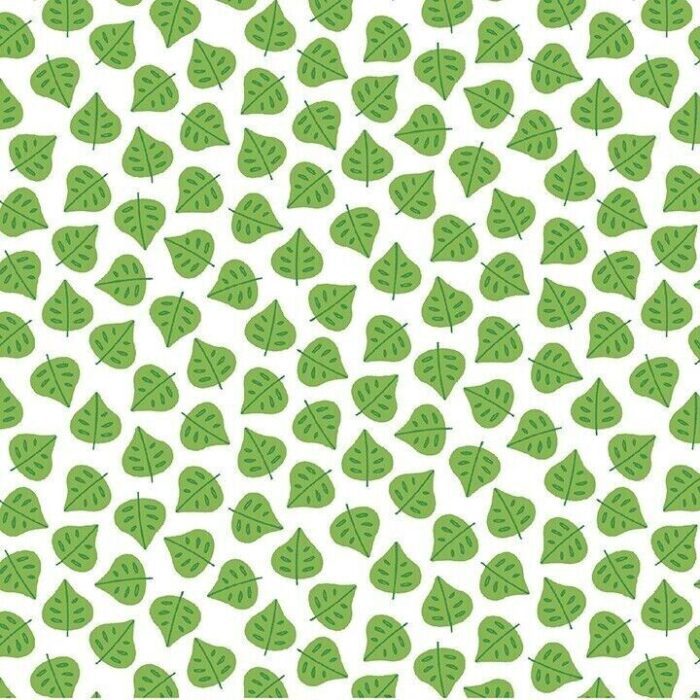 Fat Quarter - Jungle Paradise Leaf Foilage White Cotton Fabric