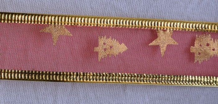 25mm Gold Wire Edged Organza Christmas Ribbon #29 (x 2.7 metres)
