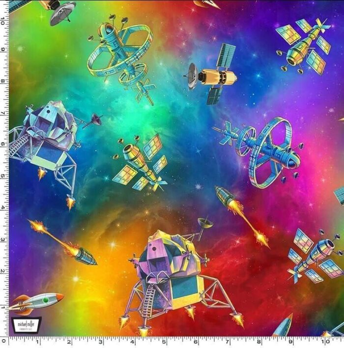 The Final Frontier Spacecraft Multi Cotton Fabric 110cm wide (per metre)