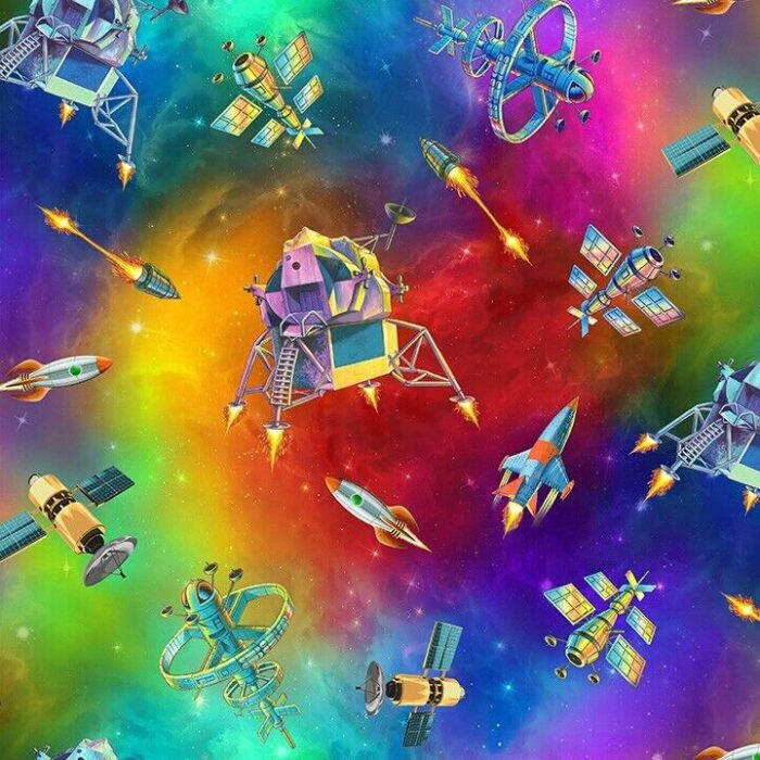 The Final Frontier Spacecraft Multi Cotton Fabric 110cm wide (per metre)