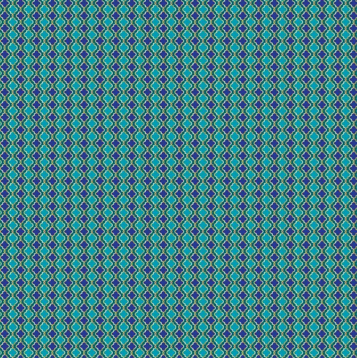 Fat Quarter - Peacock Symphony: Geometric Symphony Turquoise Cotton Fabric