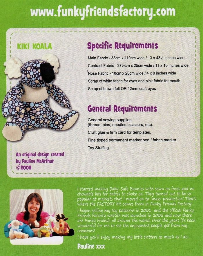 Kiki Koala Soft Toy Pattern by Funky Friends Factory