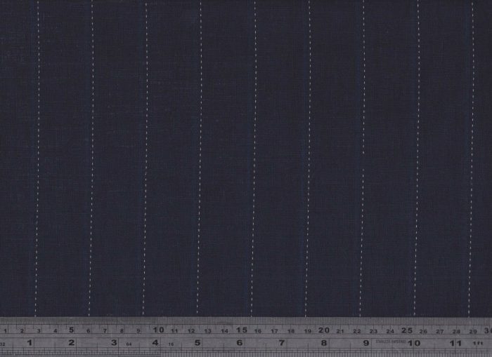 Navy / White Pin Stripe Polyester Fabric 150cm wide (per metre)
