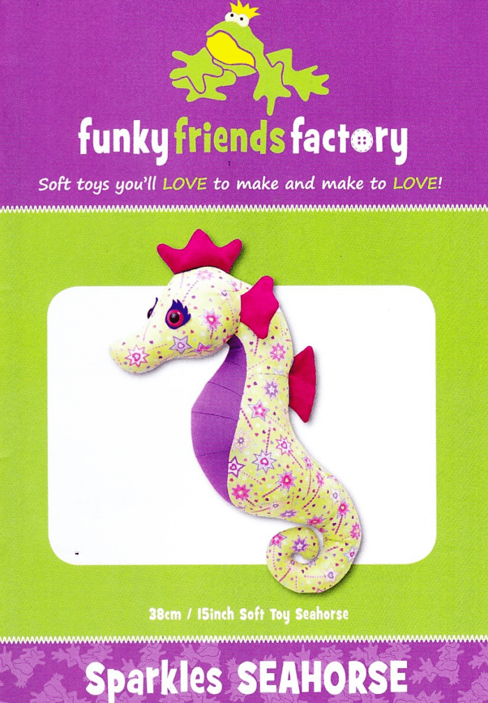 Sparkles Seahorse Soft Toy Pattern by Funky Friends Factory